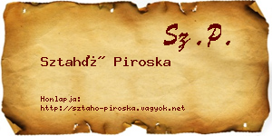 Sztahó Piroska névjegykártya